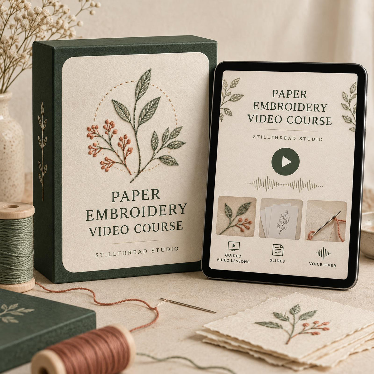 Paper Embroidery Video Course by Stillthread Studio